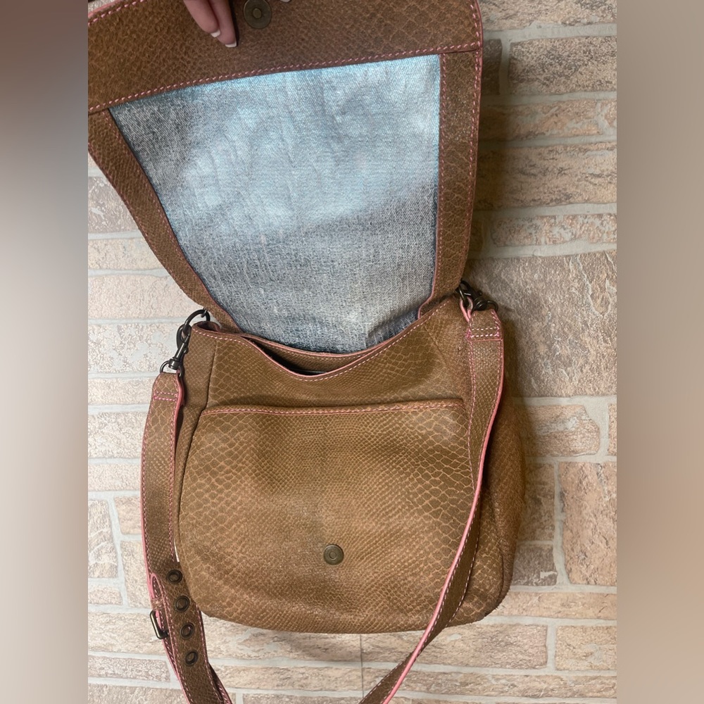 Liebeskind Brown Leather Hobo with Pink Trim - Picture 5 of 13